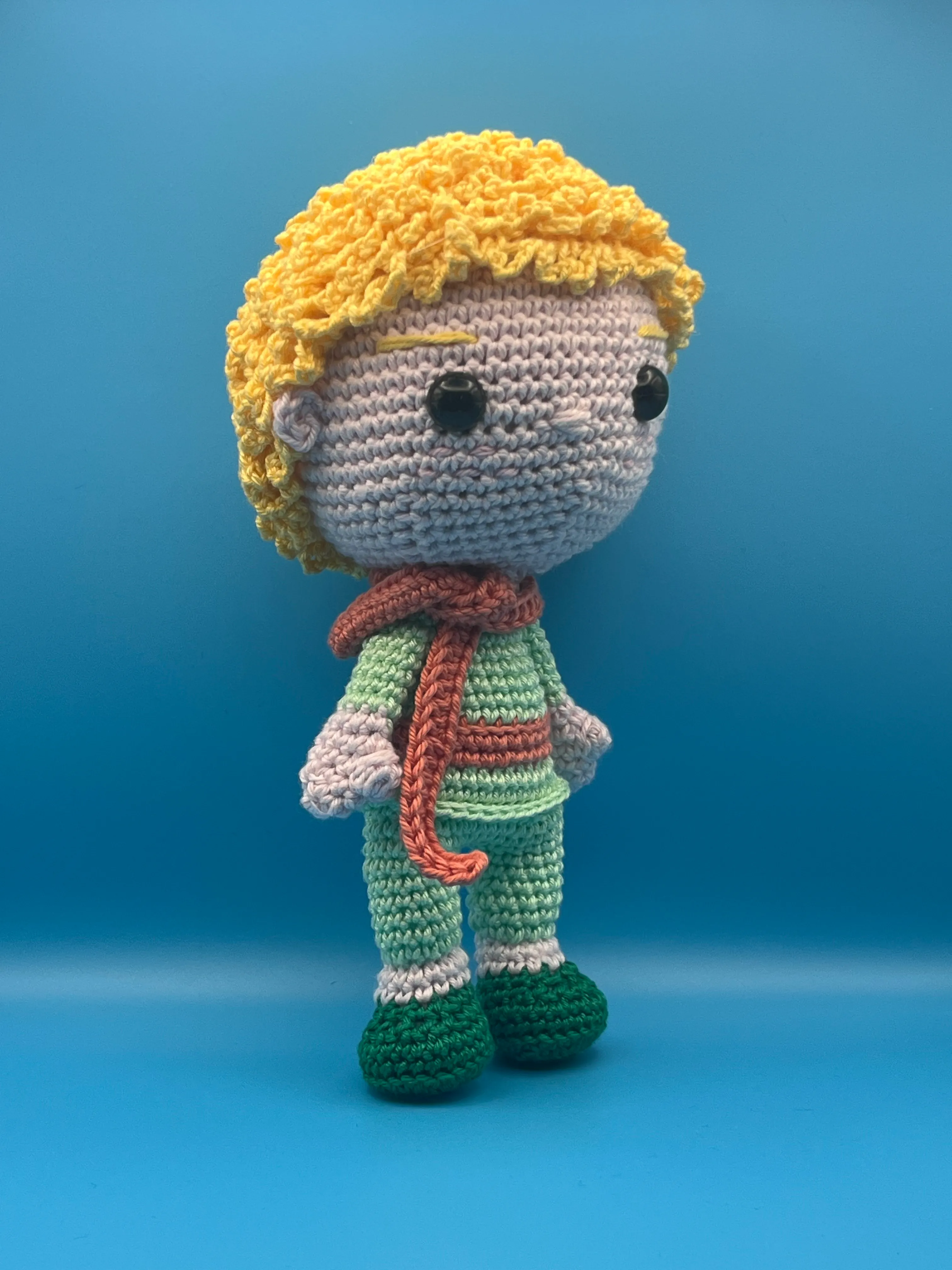 Alternate view showing the Little Prince’s golden yarn hair and scarf